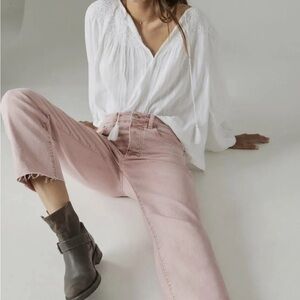 Lucky Brand 90s Loose High Rise Crop Jeans - Soft Pink